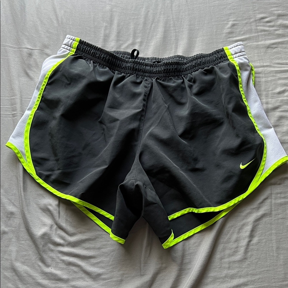 Nike Black and Neon Yellow Running Shorts